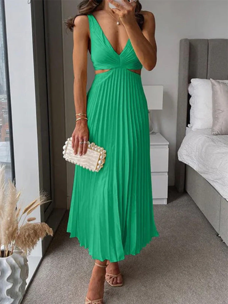 Damen Maxikleid mit plissiertem Design und kunstvollen Cut-Out-Details Drune