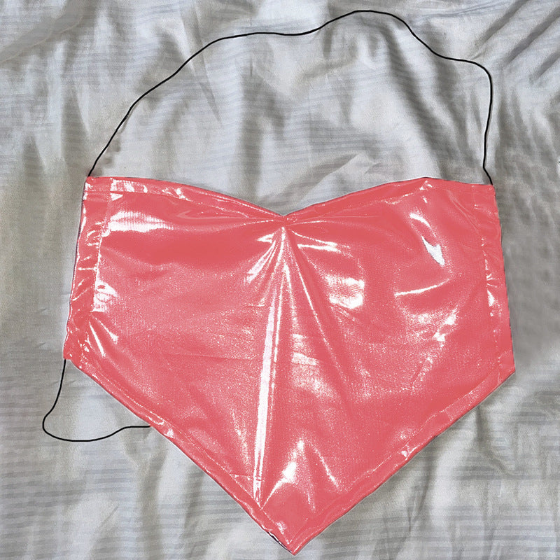 Damen glänzendes Crop-Top im Herzdesign Drune