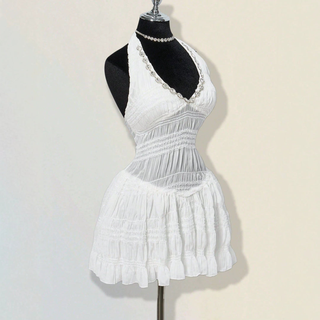 Damen Sommerliches Kleid im romantischen Vintage-Stil mit raffinierten Falten Drune