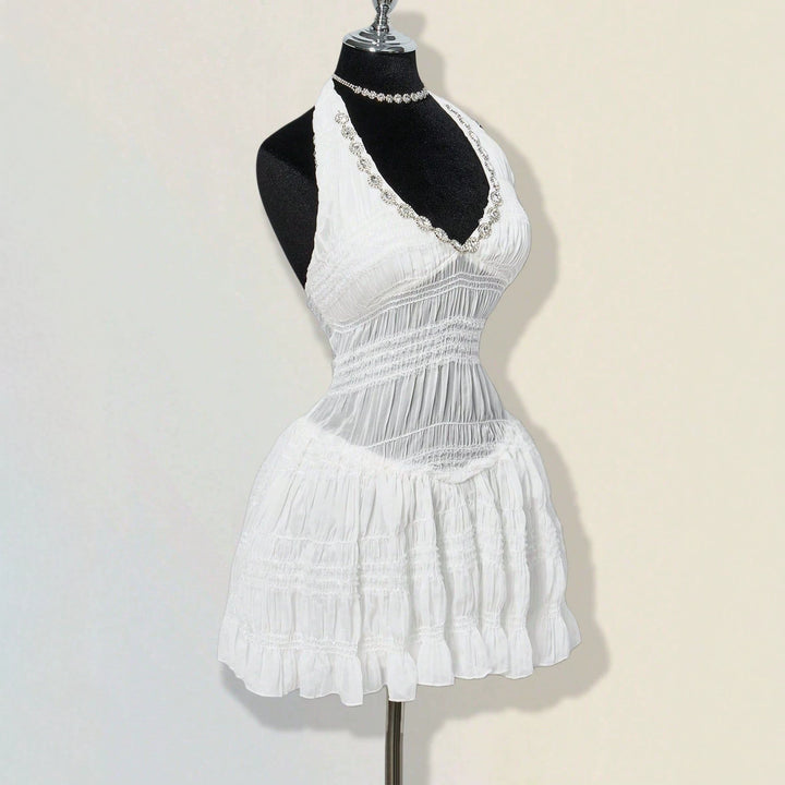 Damen Sommerliches Kleid im romantischen Vintage-Stil mit raffinierten Falten Drune