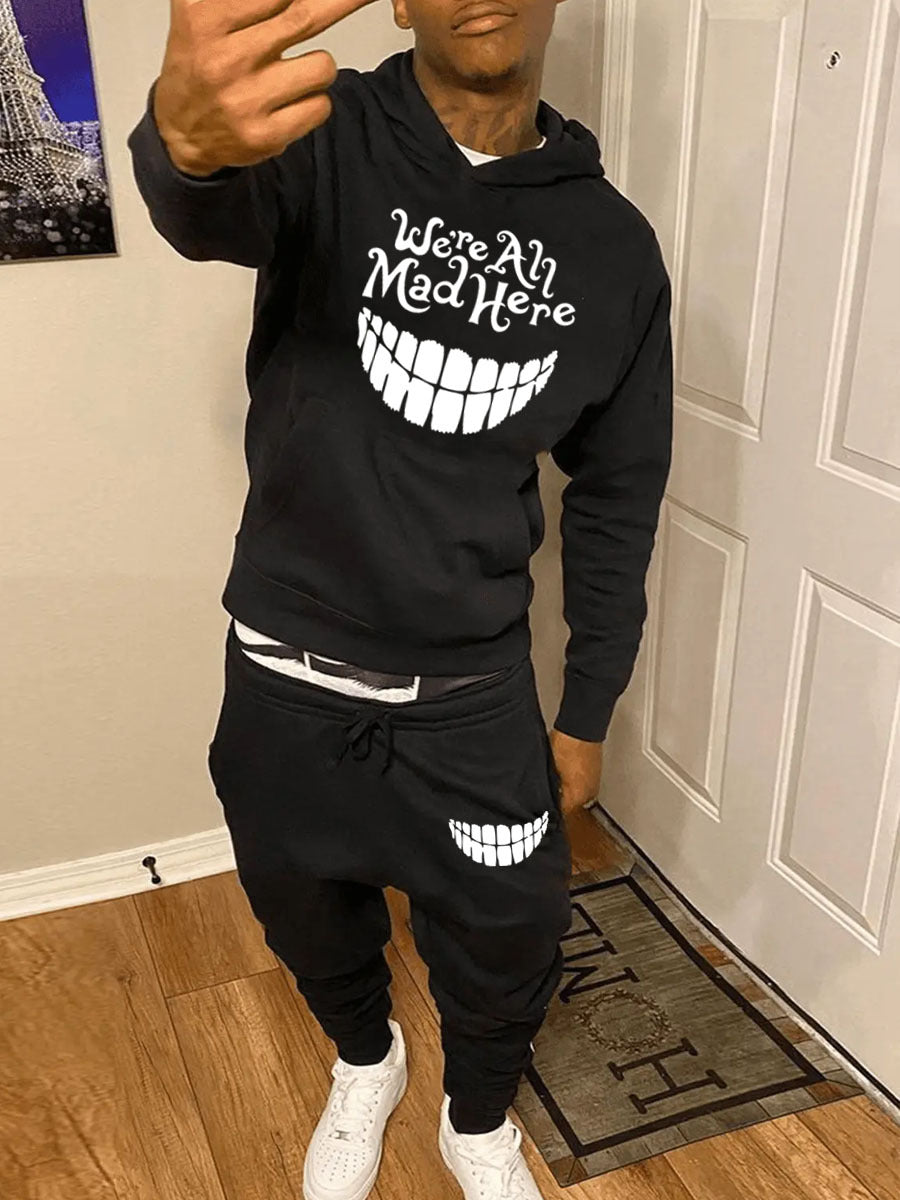 Damen Hoodie- und Jogginghose-Set mit kreativem Grafikdruck Drune