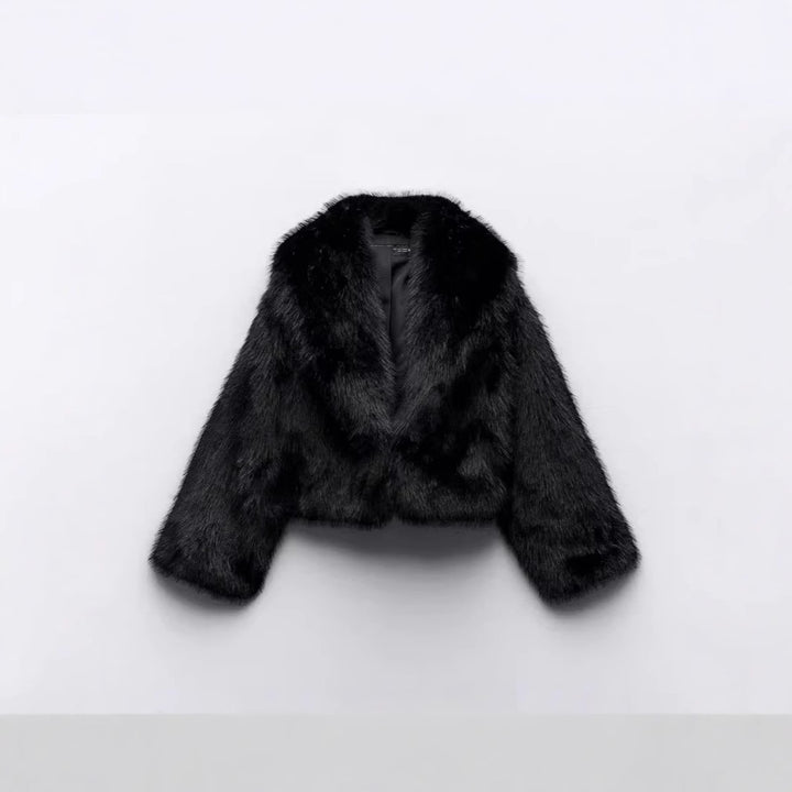 Damen Modische Kurzjacke aus Kunstfell Drune