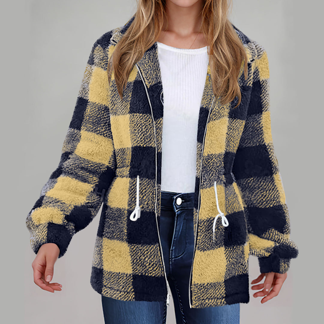 Damen Plüschige Karojacke mit praktischem Reißverschluss Drune