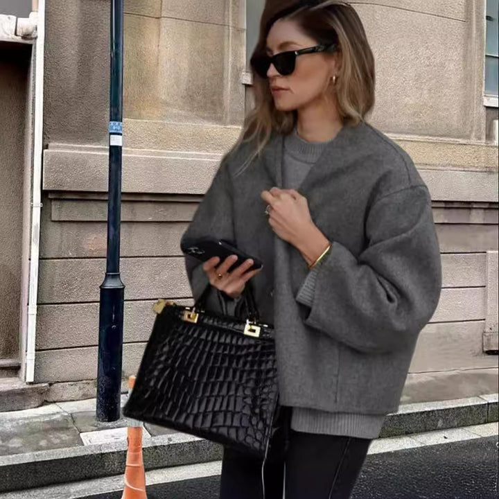 Damen oversized Wolljacke mit elegantem Schnitt und lässigem Look Drune