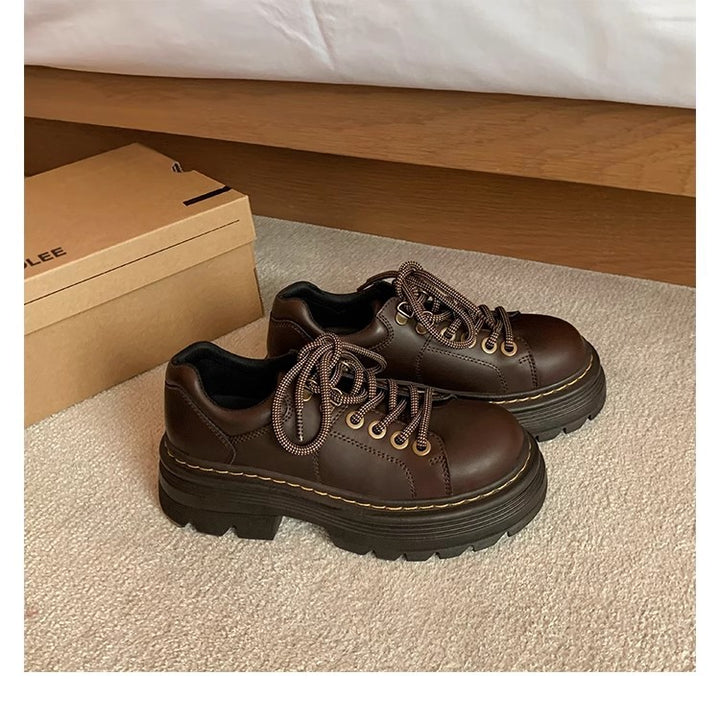 Damen Chunky Schnürschuhe mit rutschfester Profilsohle und stilvollem Design Drune