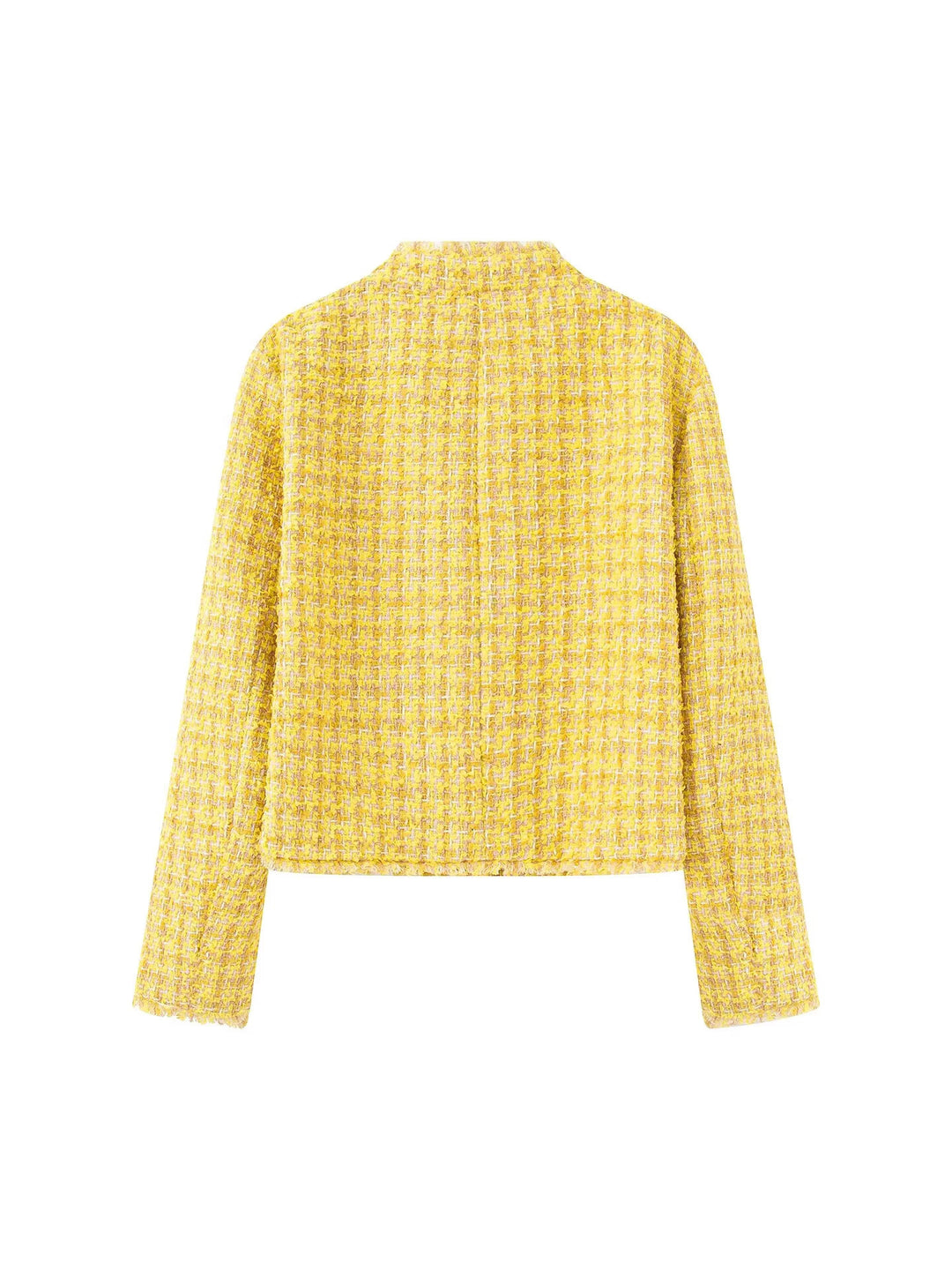 Damen stilvolle Kurzjacke im strukturierten Tweed-Design mit dekorativen Knöpfen Drune