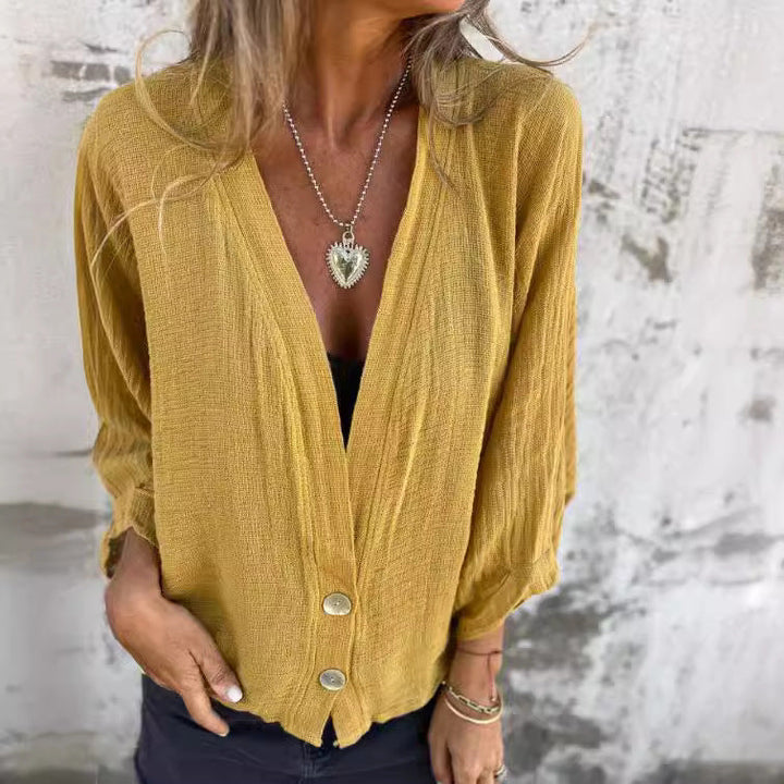 Damen Luftige und lockere Sommerjacke mit Knopfdetails Drune