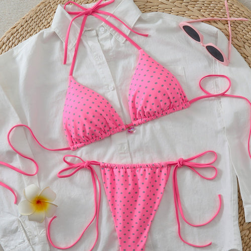 Damen Triangel-Bikini mit verspielten Punkten und verstellbaren Trägern Drune