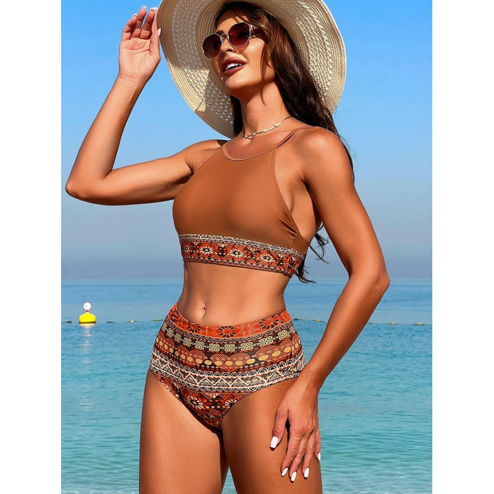 Damen Hochgeschnittener Bikini mit modischem Banddesign Drune