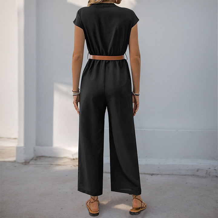 Damen Jumpsuit mit elastischem Bund und schickem Taillengürtel Drune