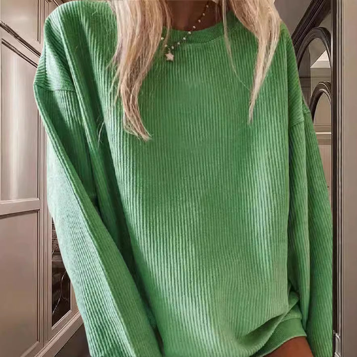 Damen Lässiger Rippstrick-Pullover mit weitem Schnitt Drune