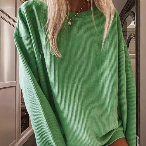 Damen Lässiger Rippstrick-Pullover mit weitem Schnitt Drune