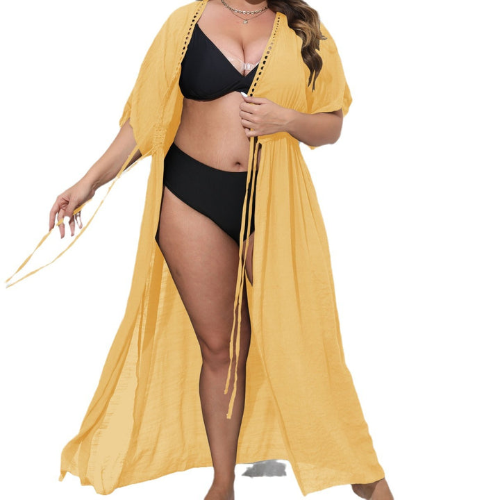 Damen luftiger Strandkimono mit Häkelverzierungen Drune