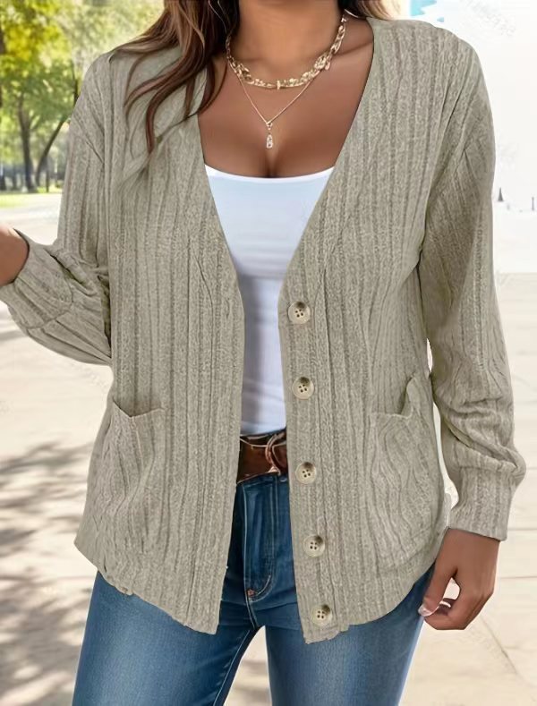Damen Strickjacke mit Knopfleiste und seitlichen Taschen Drune