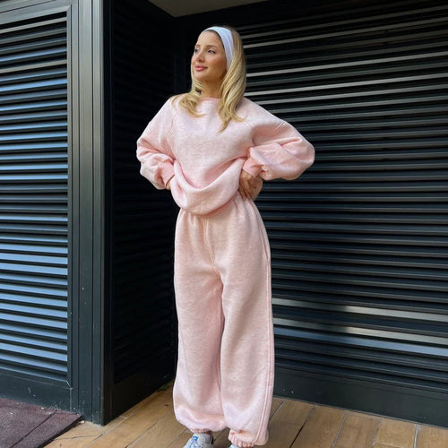 Damen Lässiges Sweater- und Hose-Set mit komfortablem Schnitt Drune