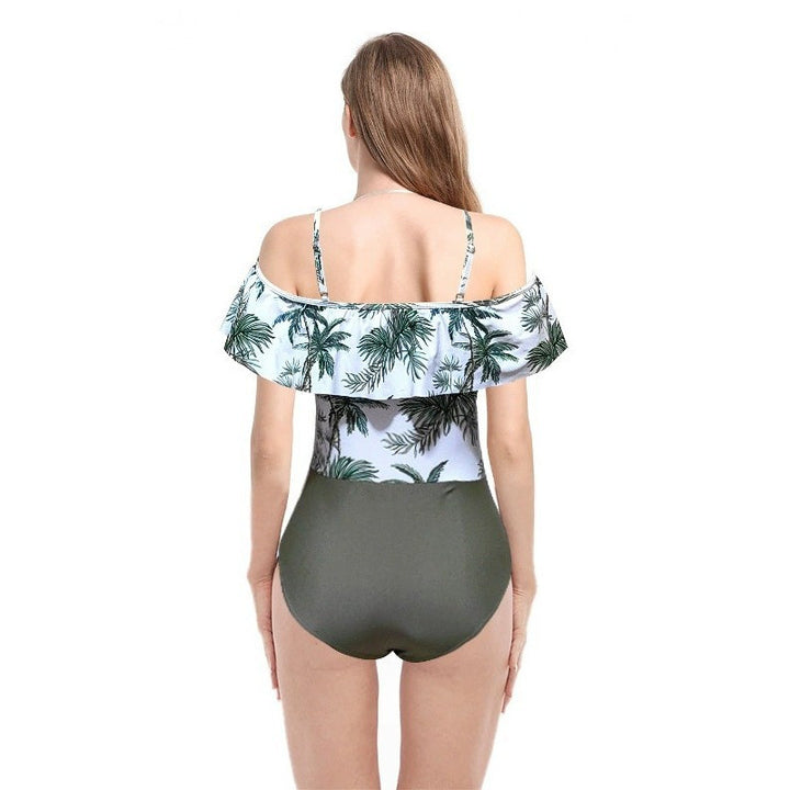 Damen Einteiler Badeanzug mit schulterfreiem Rüschen-Design Drune