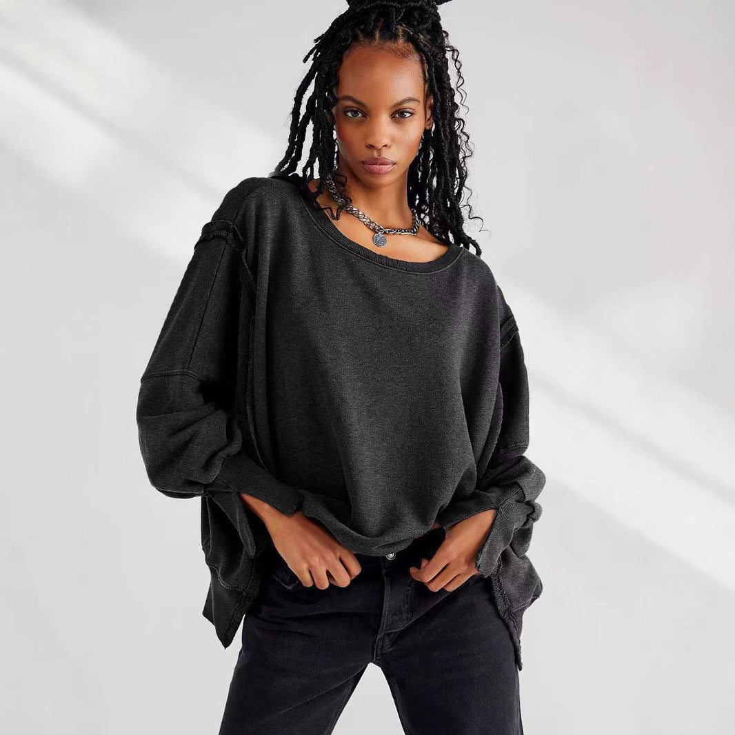 Damen Oversized Sweatshirt mit lässigen Puffärmeln Drune