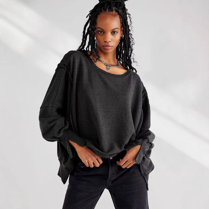 Damen Oversized Sweatshirt mit lässigen Puffärmeln Drune