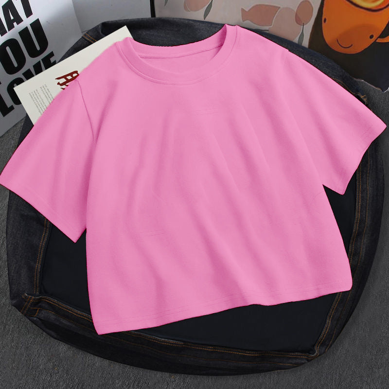 Damen Cropped Classic Fit T-Shirt Drune