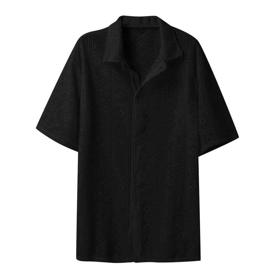 Damen nan leichte Häkelbluse mit Hemdkragen und Knopfleiste Drune