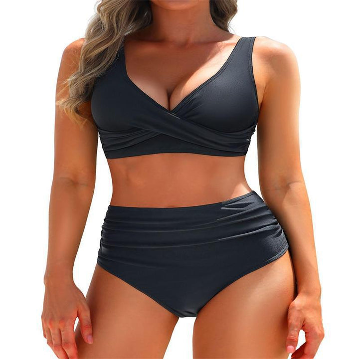 Damen Hochgeschnittener Bikini mit eleganter Wickeloptik und figurformendem Design Drune