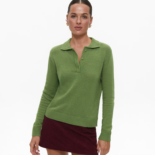 Damen eleganter Strickpullover mit Kragen Drune
