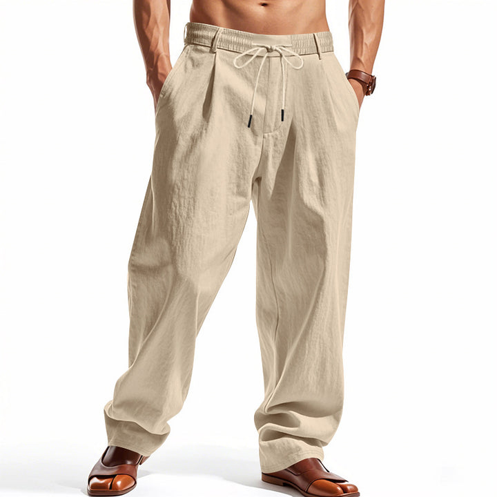 Herren elegante und lockere Freizeithose mit elastischem Bund und praktischen Taschen Drune