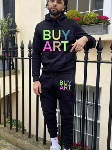 Herren Hoodie- und Jogginghose-Set mit künstlerischem Grafikdruck und lässigem Schnitt Drune
