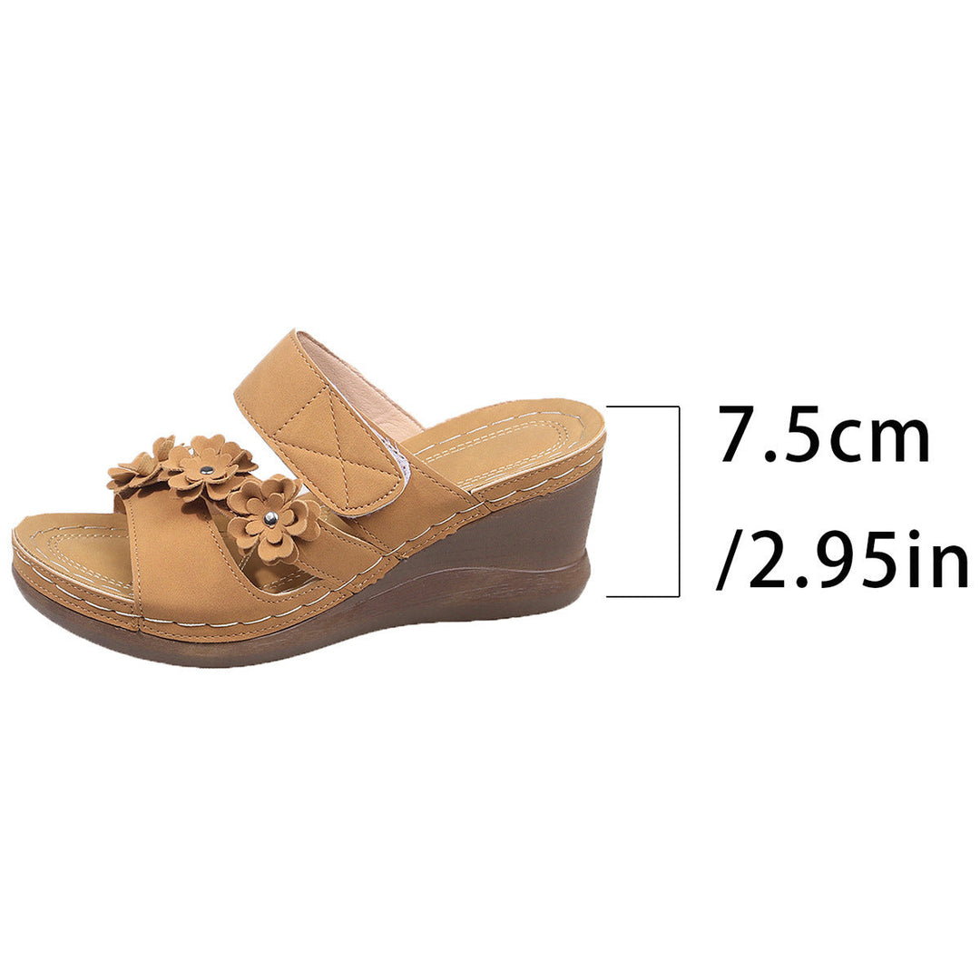 Damen Wedge-Sandaletten mit floralem Dekor und komfortablem Korkfußbett Drune