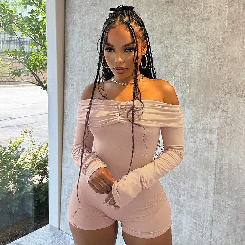 Damen Off-Shoulder Bodysuit mit langen Ärmeln Drune