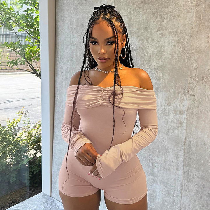 Damen Off-Shoulder Bodysuit mit langen Ärmeln Drune