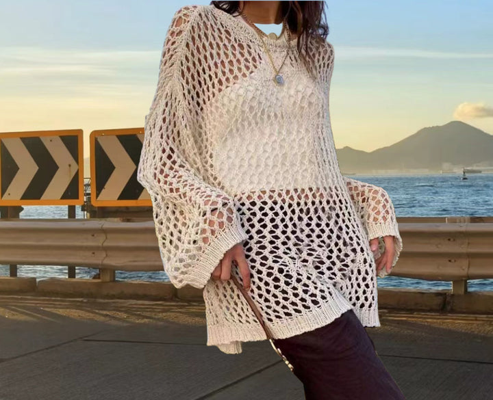 Damen Netzpullover im urbanen Stil mit lockerer Passform Drune