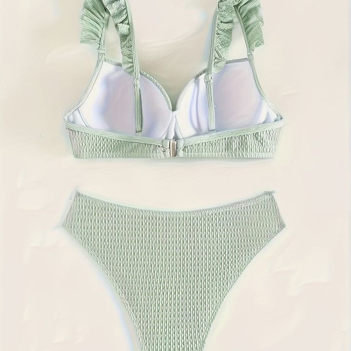 Damen Bikini-Set mit gerafftem Oberteil und hoch geschnittenem Höschen Drune