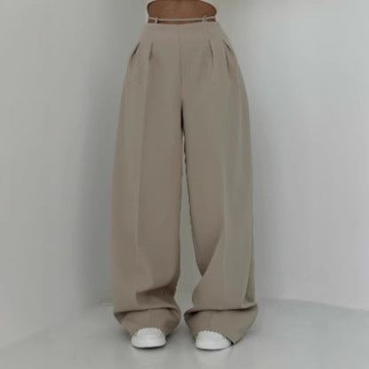 Damen High-Waist Chinohose mit dekorativem Bindeband Drune