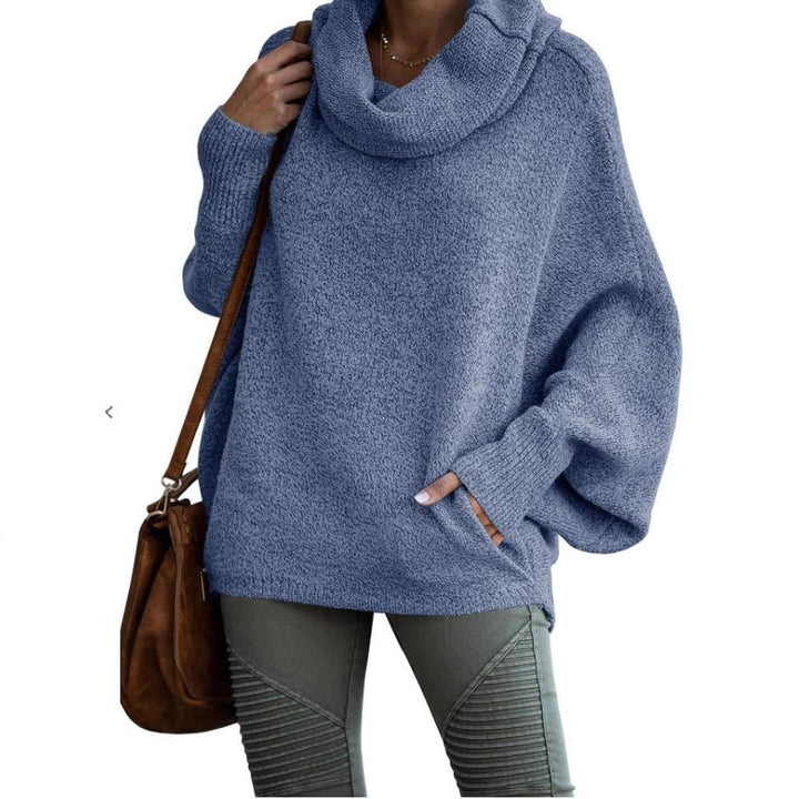 Damen lässiger Rollkragenpullover mit weit geschnittenen Ärmeln Drune