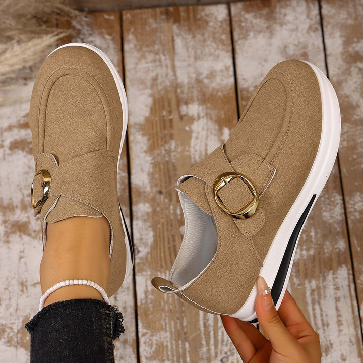 Damen Sneaker mit modischem Schnallenverschluss und bequemer Sohle Drune