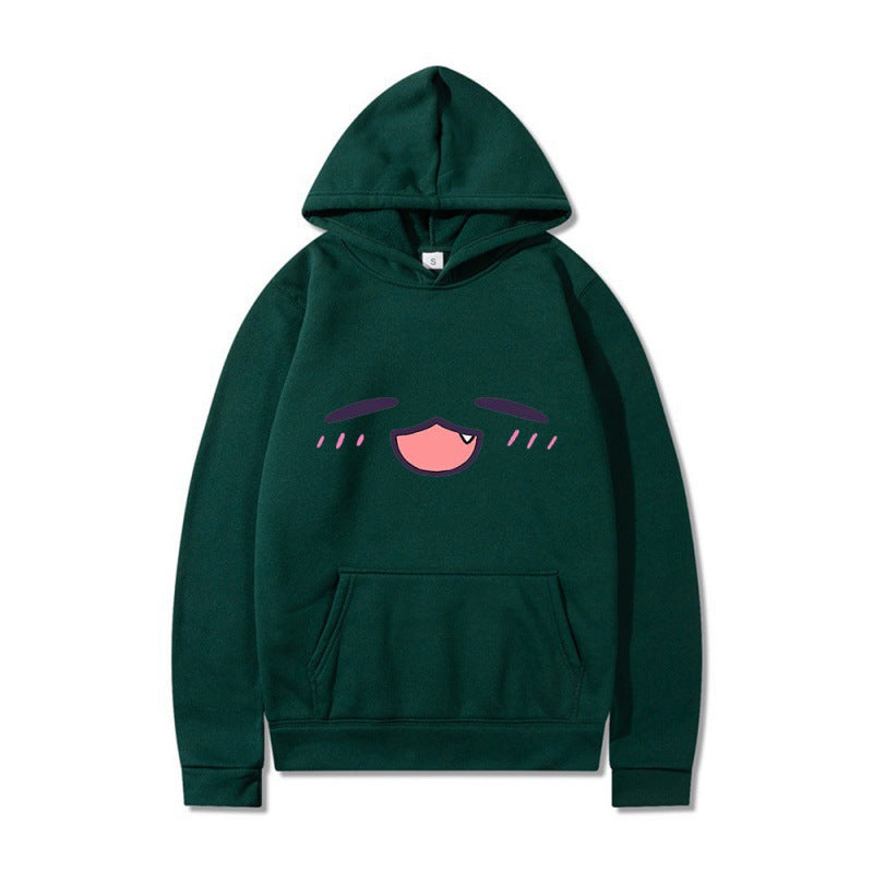 Damen Kapuzenpullover mit fröhlichem Cartoon-Gesicht und bequemer Passform Drune