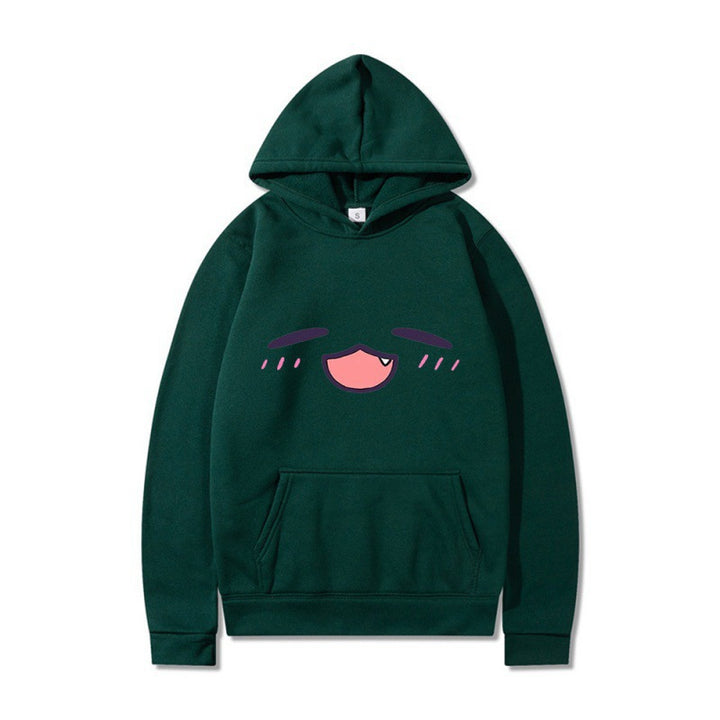 Damen Kapuzenpullover mit fröhlichem Cartoon-Gesicht und bequemer Passform Drune