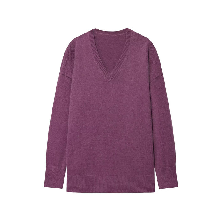 Damen Viskose Pullover mit V-Ausschnitt und lässigem Schnitt Drune