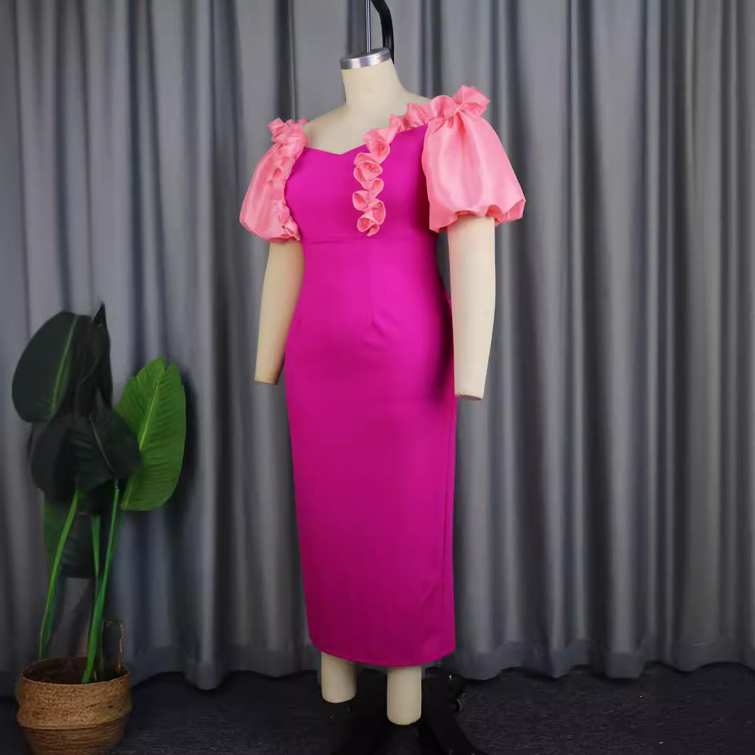 Damen Langkleid mit voluminösen Rüschensäumen Drune