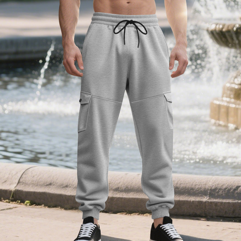 Herren Sportliche Cargo-Jogginghose mit Taschen und elastischem Bund Drune
