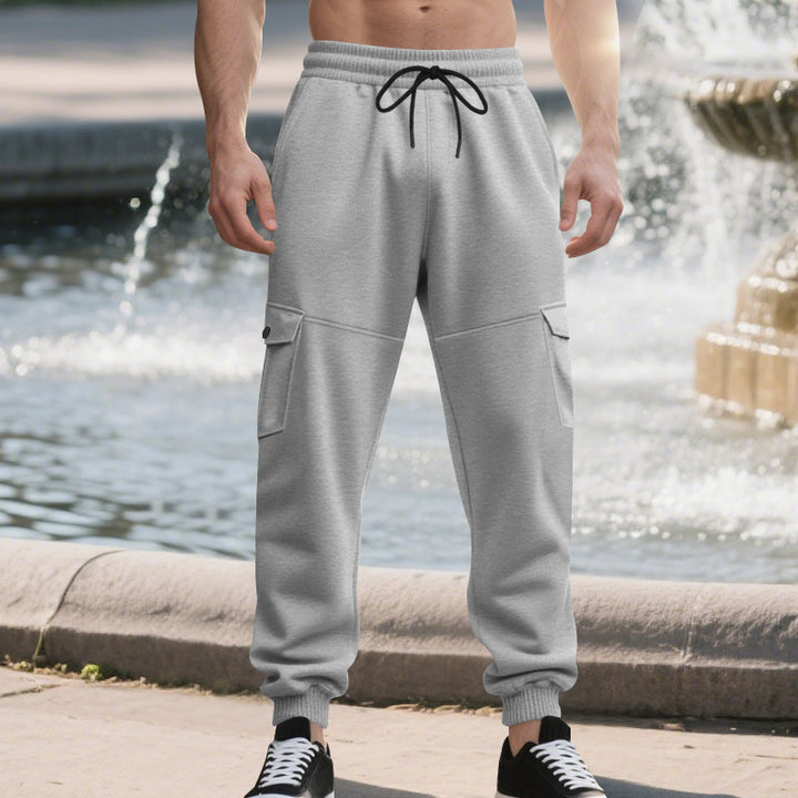 Herren Sportliche Cargo-Jogginghose mit Taschen und elastischem Bund Drune