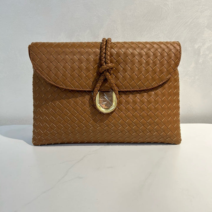Damen handgewebte Leder-Clutch mit Distinktivverschluss Drune