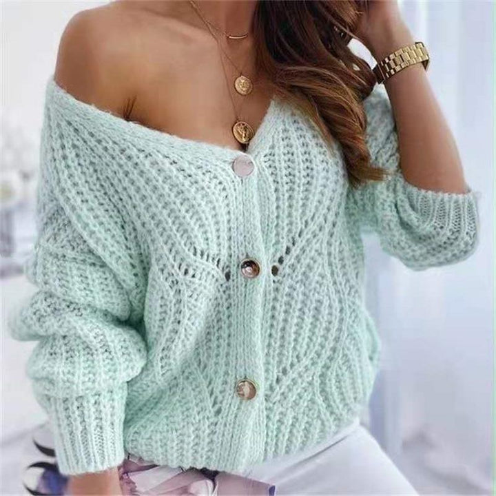 Damen Grobstrick-Cardigan mit vorteilhaftem offenen Design und dekorativen Knopfdetails Drune