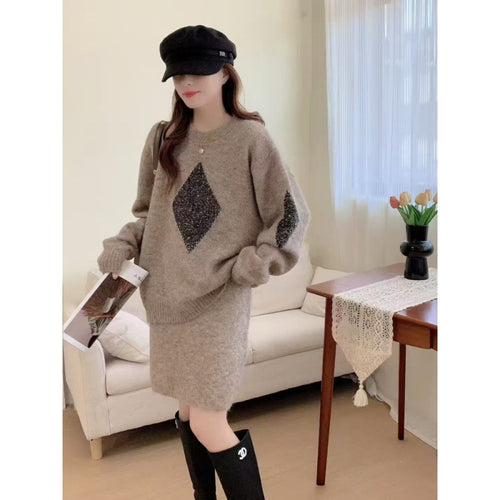 Damen Strickpullover mit funkelnden Diamantdetails und lässigem Schnitt Drune