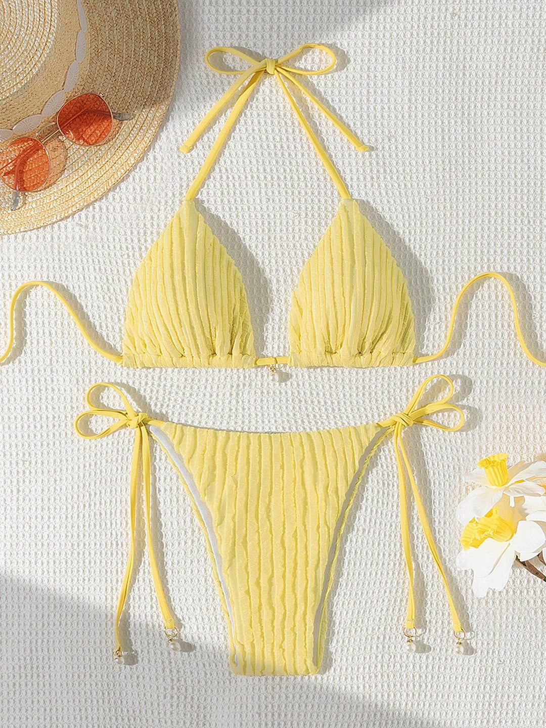 Damen Triangle-Bikini mit strukturiertem Design und verstellbaren Trägern Drune