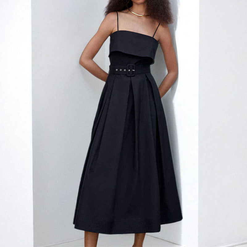 Damen Maxikleid mit schulterfreiem Design und elegantem Bindegürtel Drune