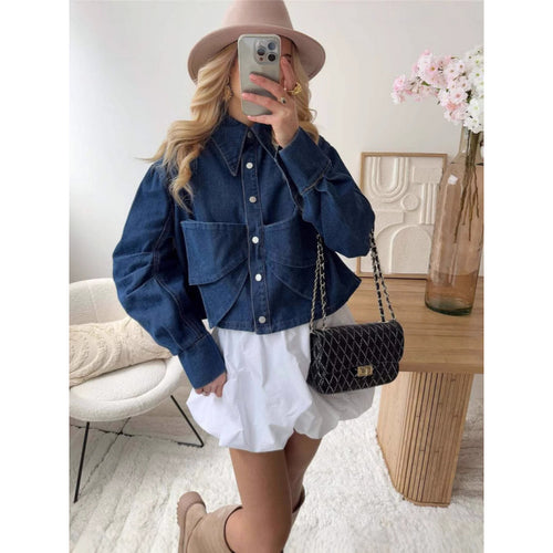 Damen modische cropped Jeansjacke Drune