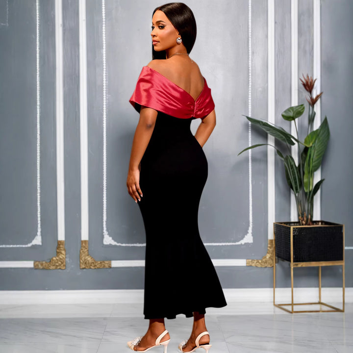 Damen Elegantes schnittloses Abendkleid mit voluminösem Taillenvolant Drune