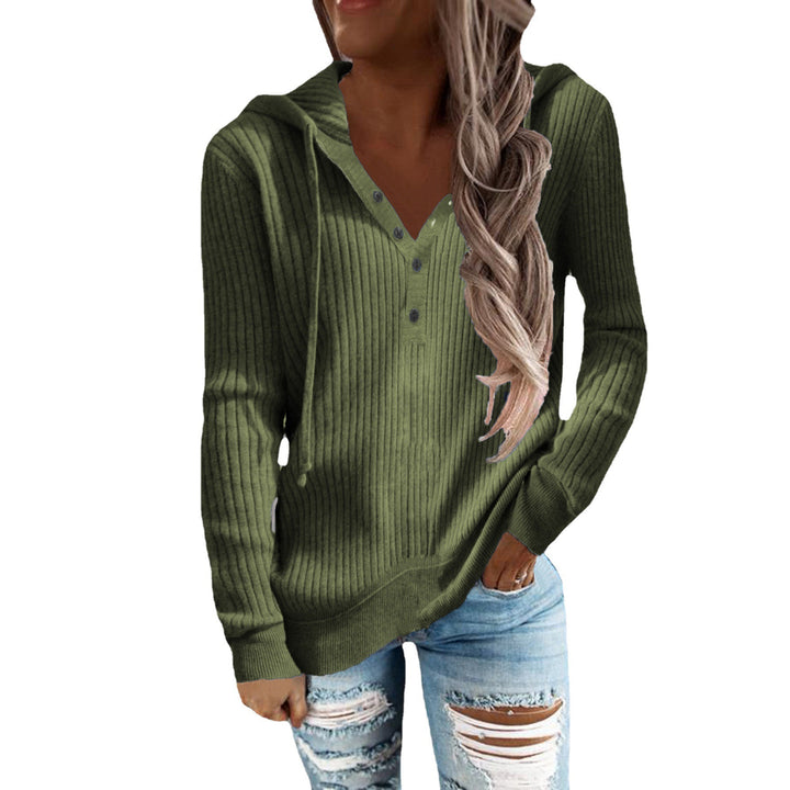 Damen Kapuzenpullover mit strukturiertem Rippdesign und praktischen Knöpfen Drune